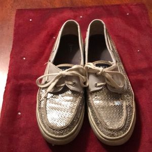 Silver sequin Sperry Top Sider